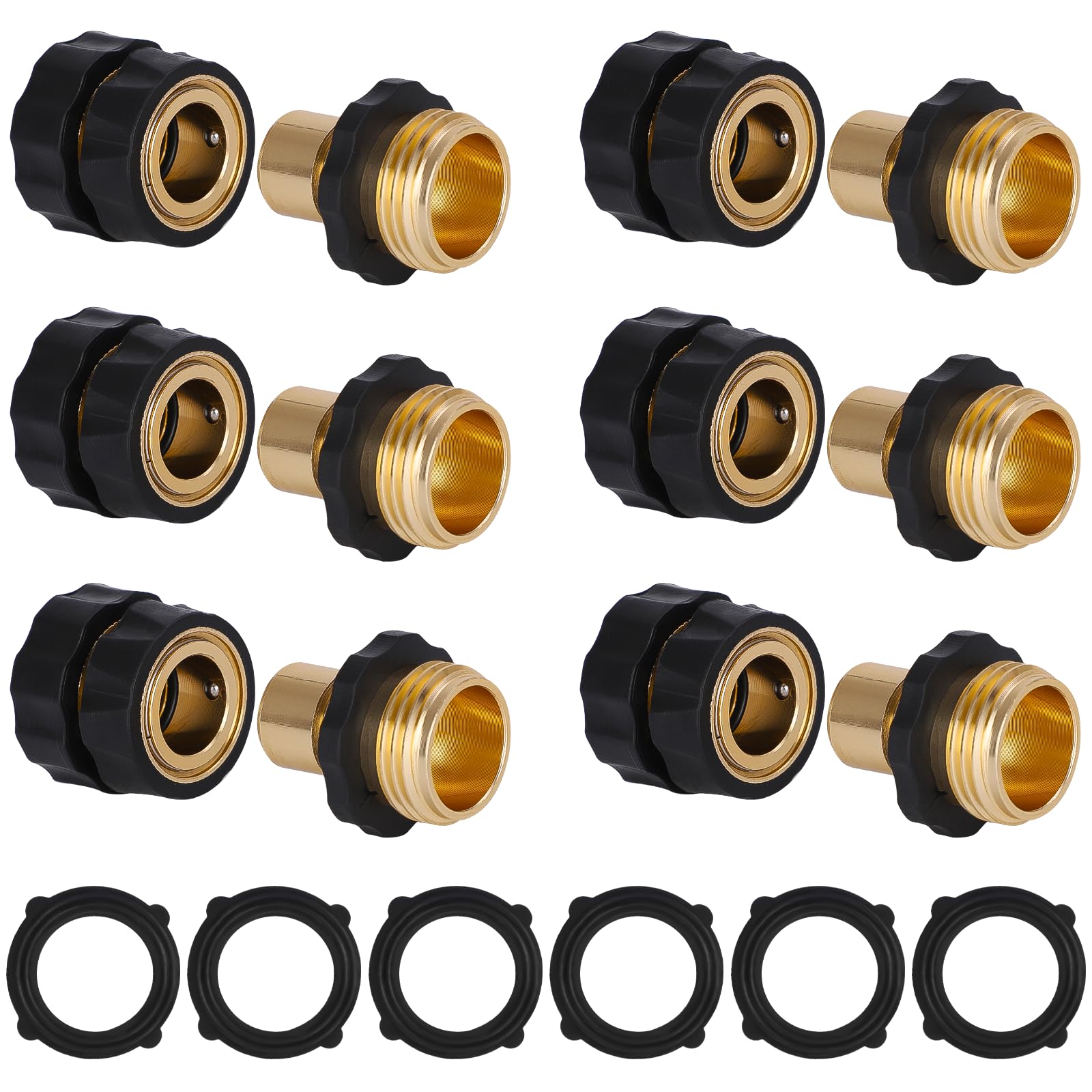 Dalmbox 3/4" garden hose quick connect fittings set in gold