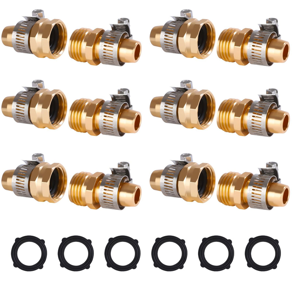 Dalmbox Garden Hose Repair Kit, bronze connectors set with rubber washers