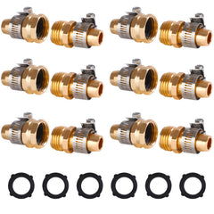 Dalmbox Garden Hose Repair Kit, bronze connectors set with rubber washers