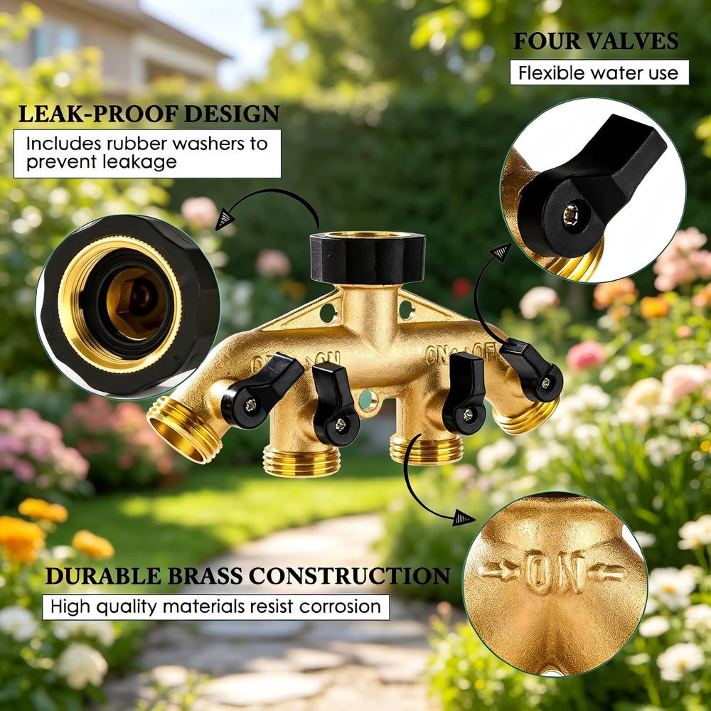 Dalmbox Garden Hose Splitter showing rubber washers and tape