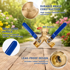 Dalmbox Garden Hose Splitter side view showing brass finish
