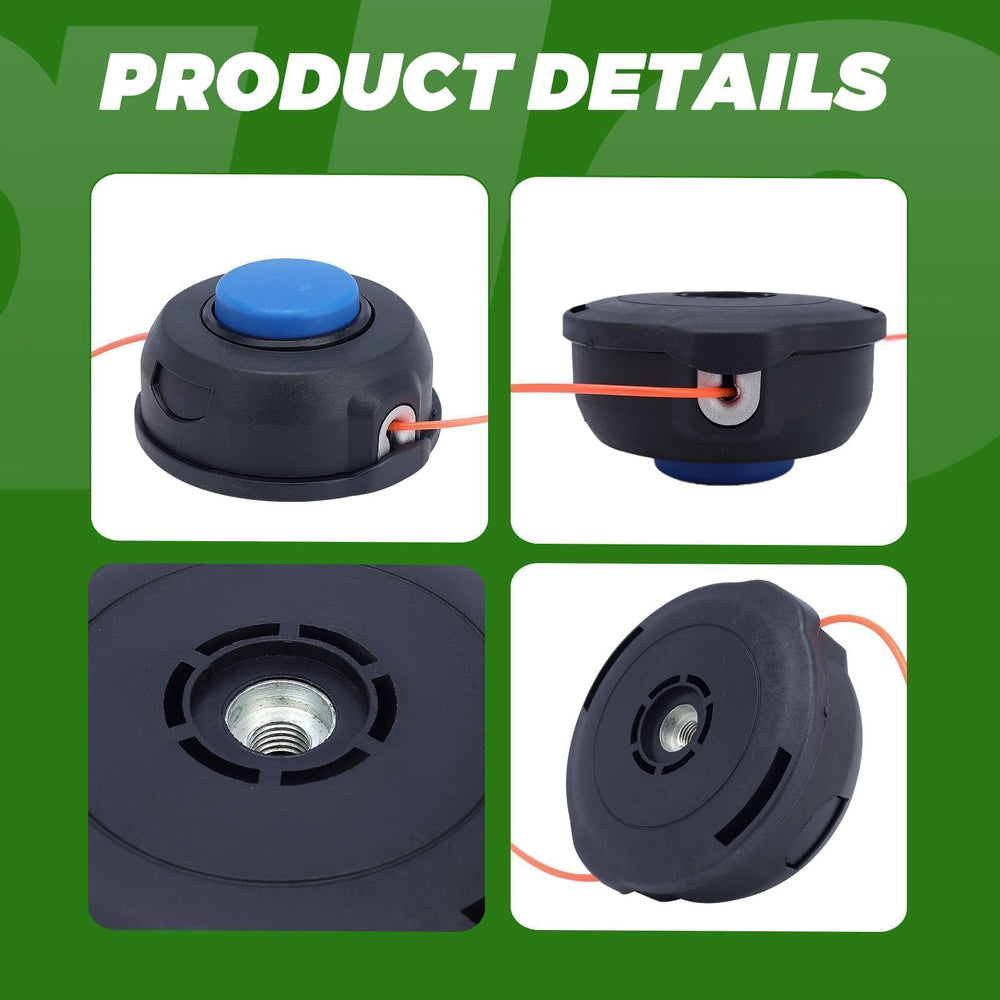 Dalom 128LD Trimmer Head on a garden tool bench with other accessories