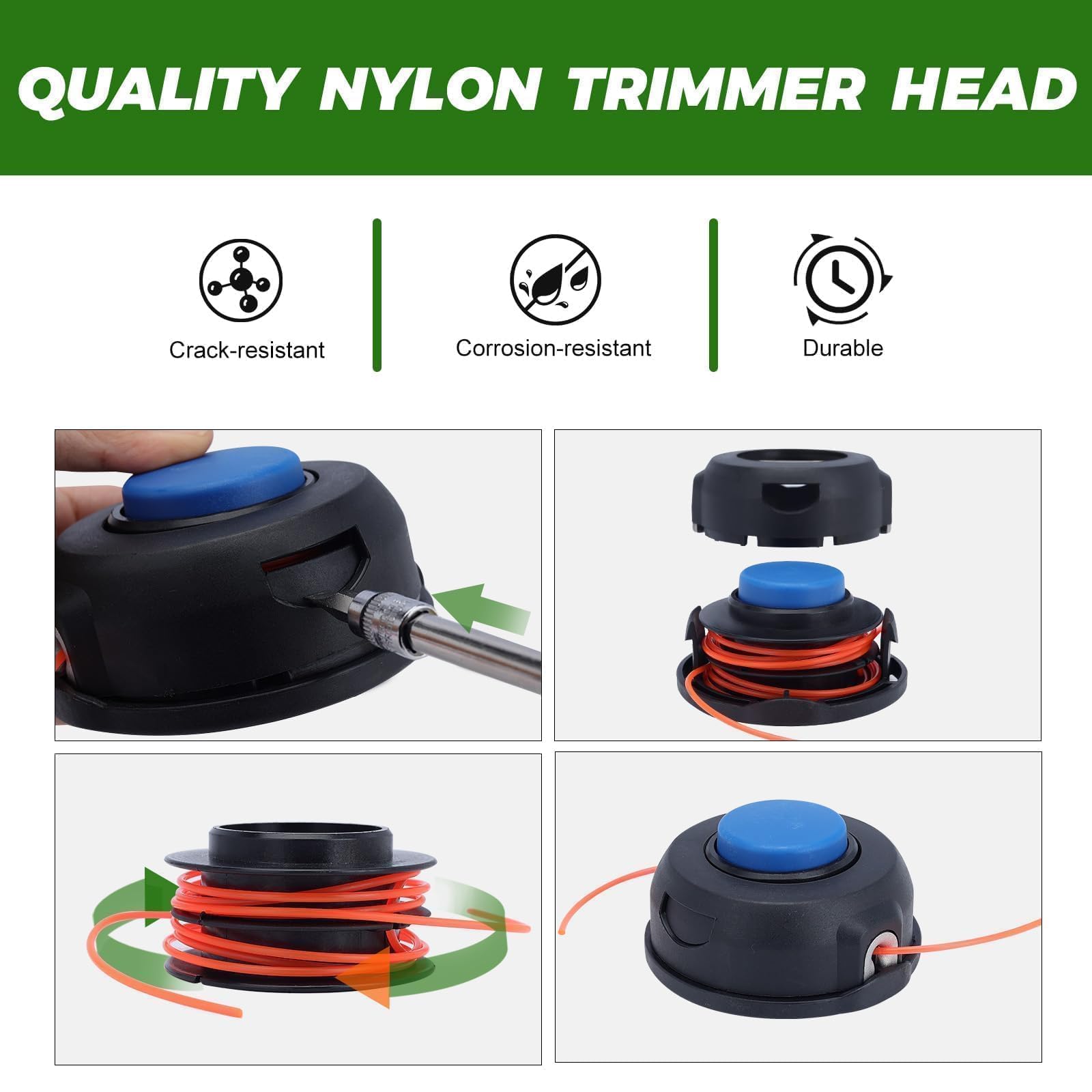 Dalom 128LD Trimmer Head side view highlighting the thread size M10 x 1.25