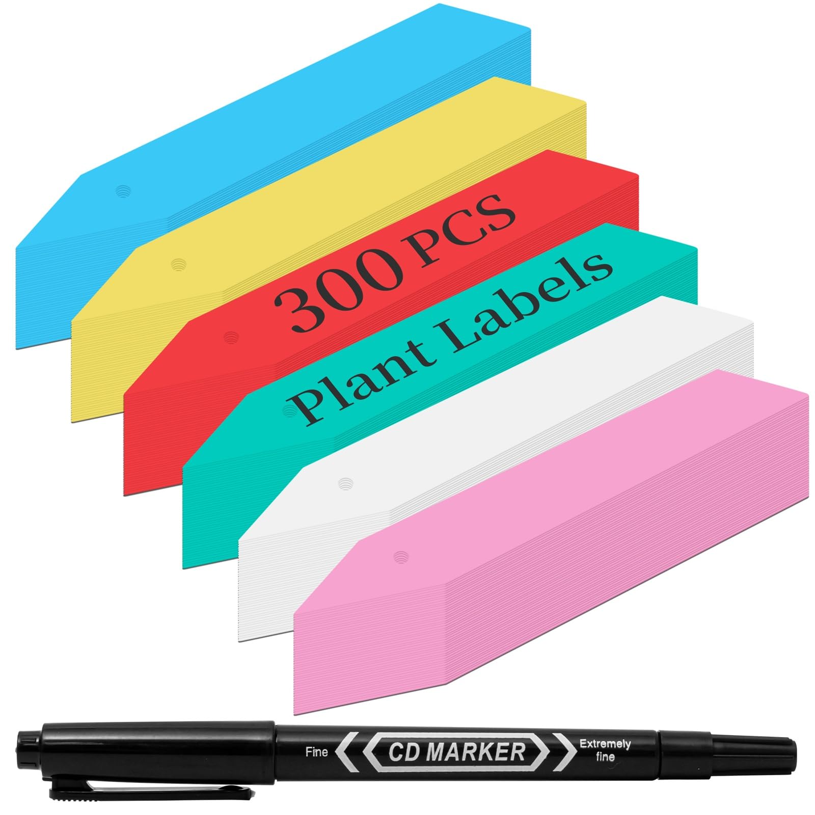 Dalzom 300 plant labels in multicolor with permanent marker pen