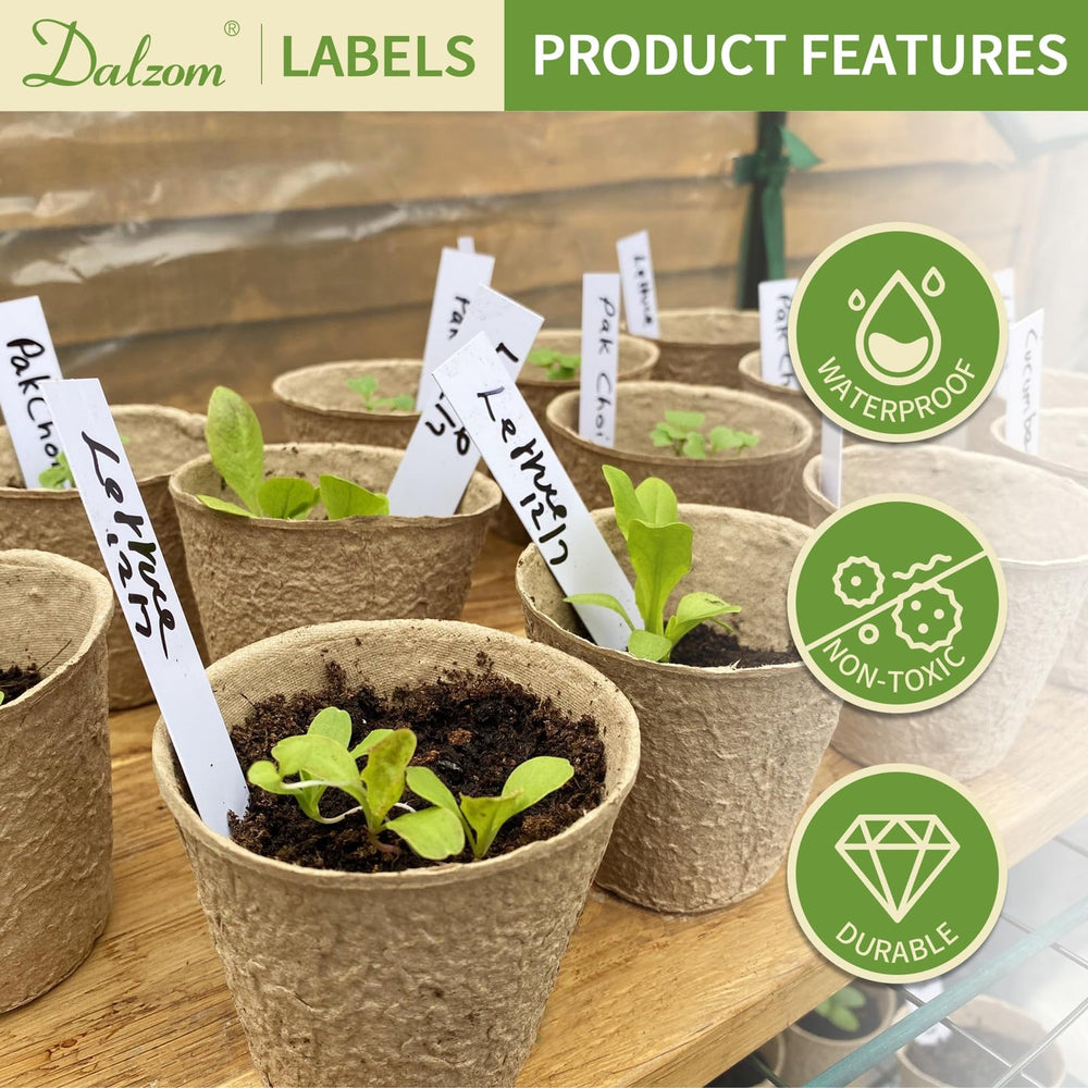 Dalzom multicolor plant labels in a gardening setting