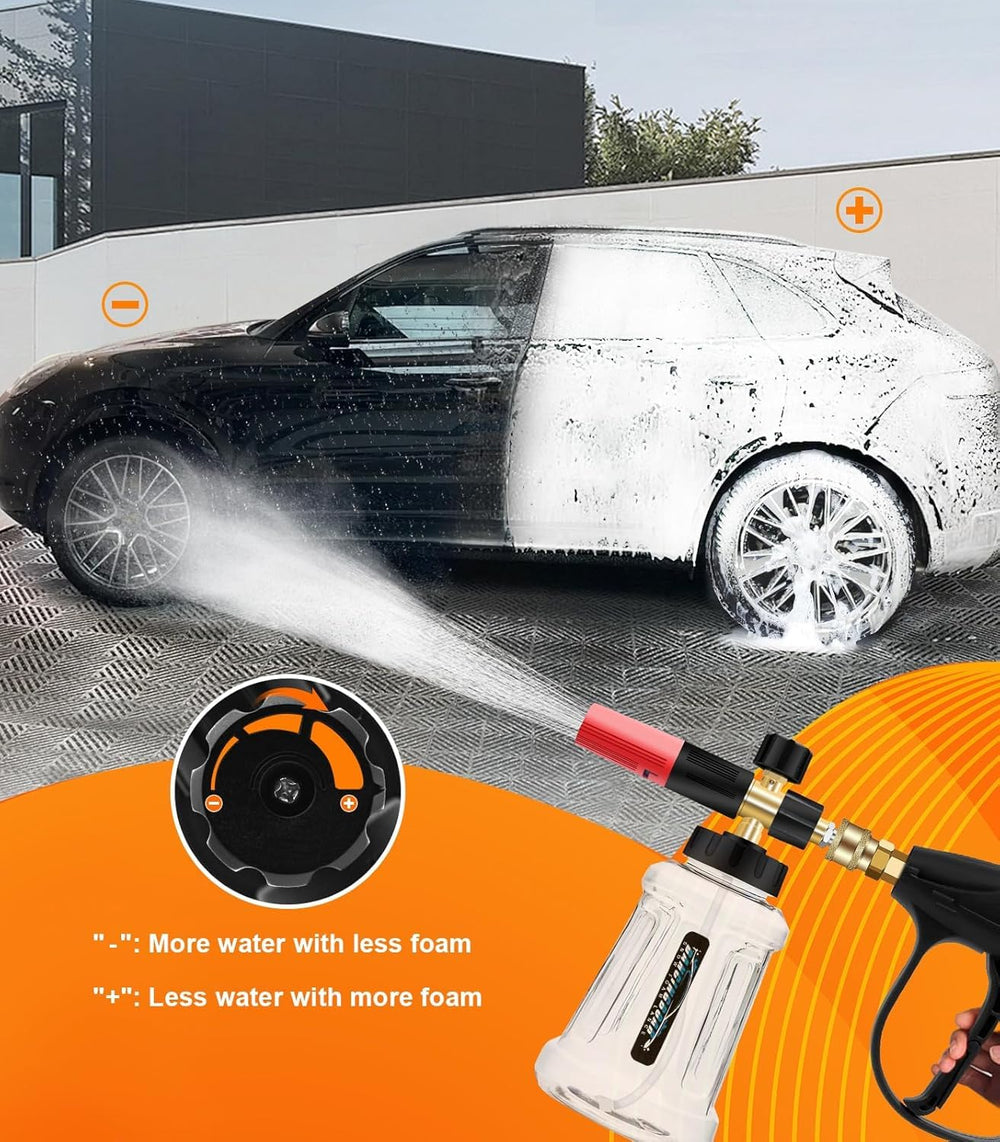 DANCINGBOAR Foam Cannon showing top knob for foam thickness adjustment