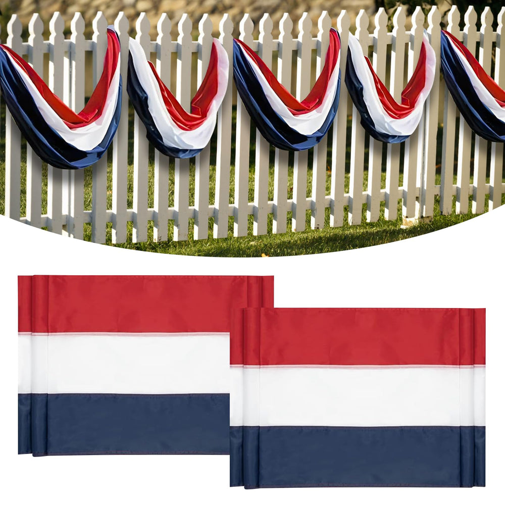 DanCoom 2 Pack American Bunting Flags 2x20 Ft red, white and blue striped design