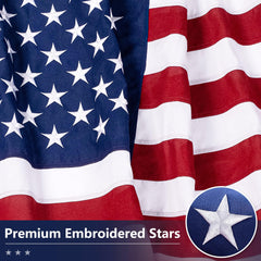 DANF FLAG 5x8 Ft American Flag displayed outdoors in a garden