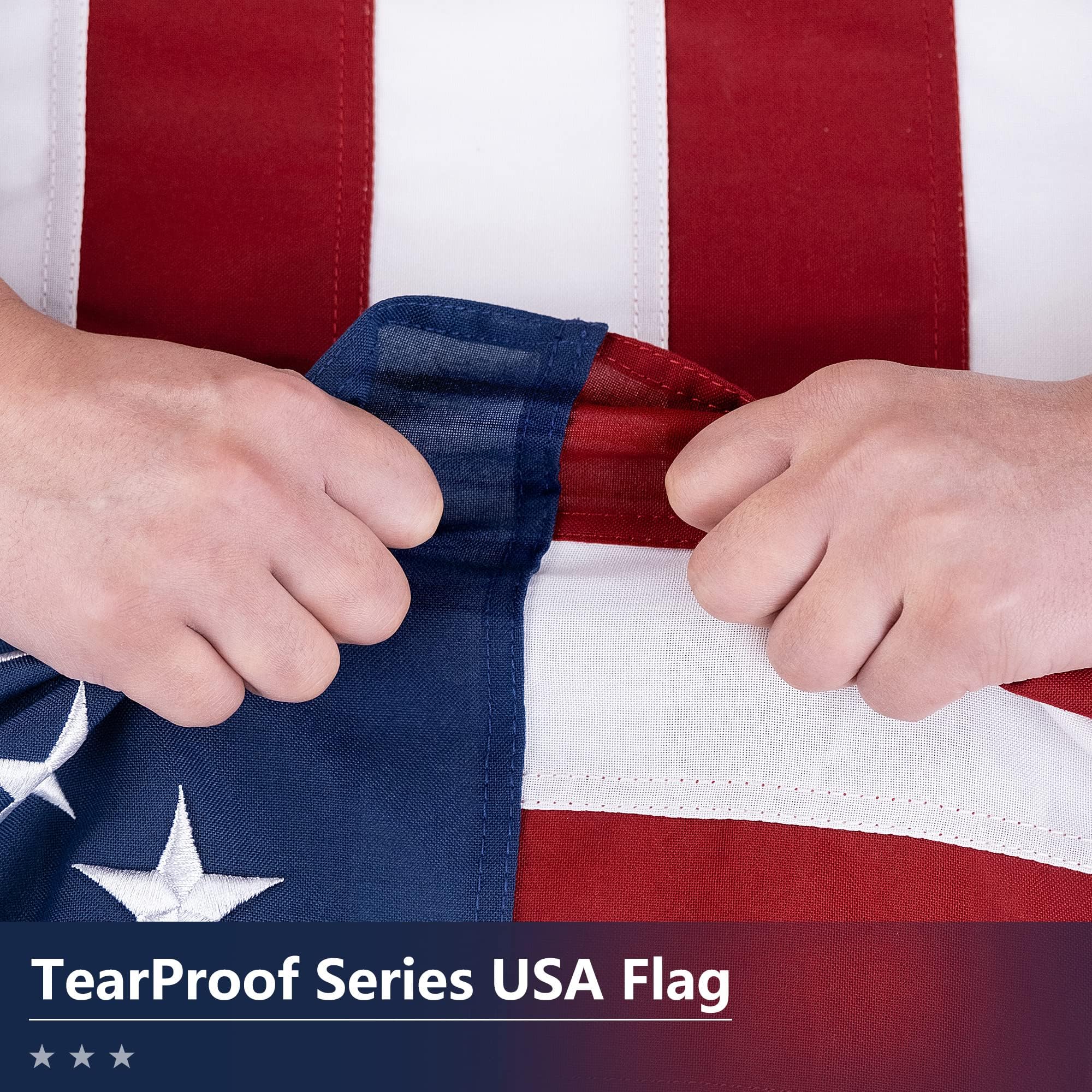 DANF FLAG 5x8 Ft American Flag side view showcasing brass grommets
