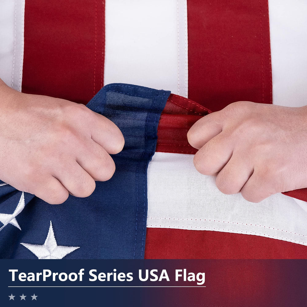 DANF FLAG 5x8 Ft American Flag side view showcasing brass grommets