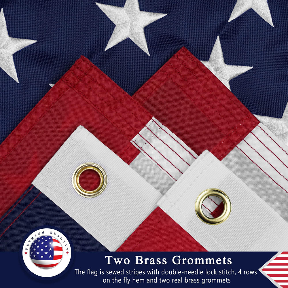 DANF FLAG 6x10 FT American Flag close-up of grommets and canvas header