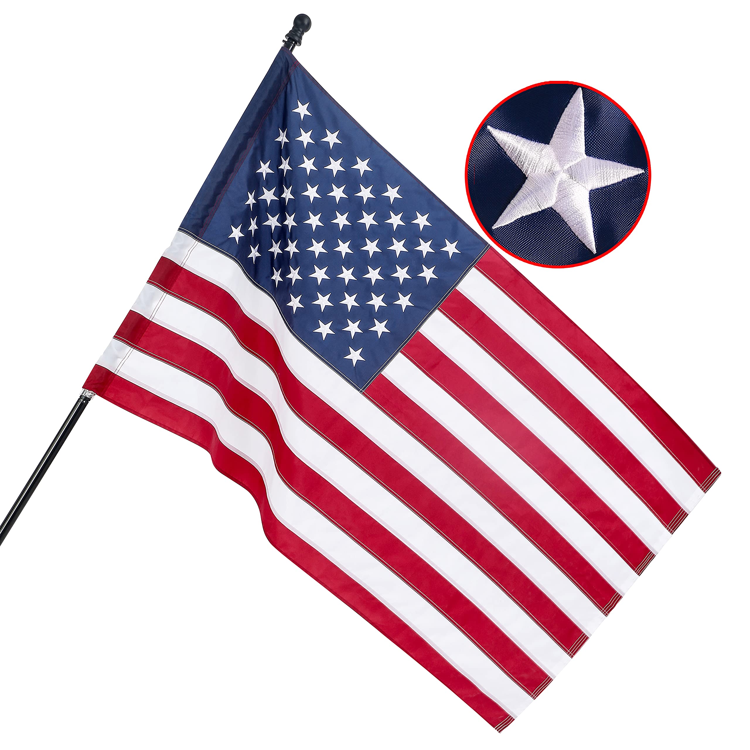 DANF FLAG American Flag 2.5x4 ft nylon pole sleeve front view