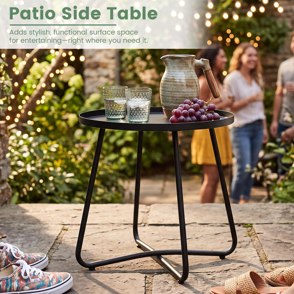 danpinera Outdoor Side Table black adjustable footpads