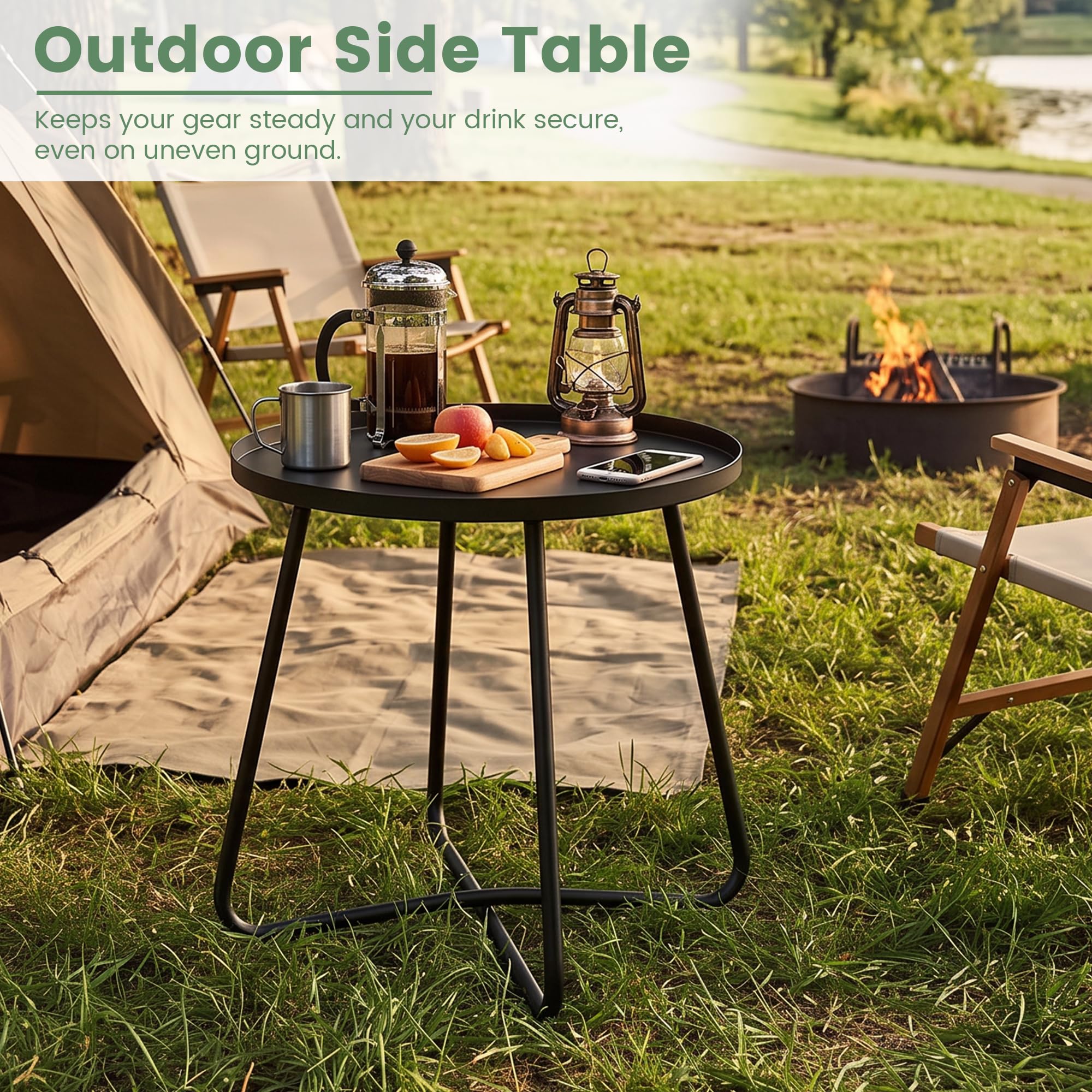 danpinera Outdoor Side Table black in patio setting