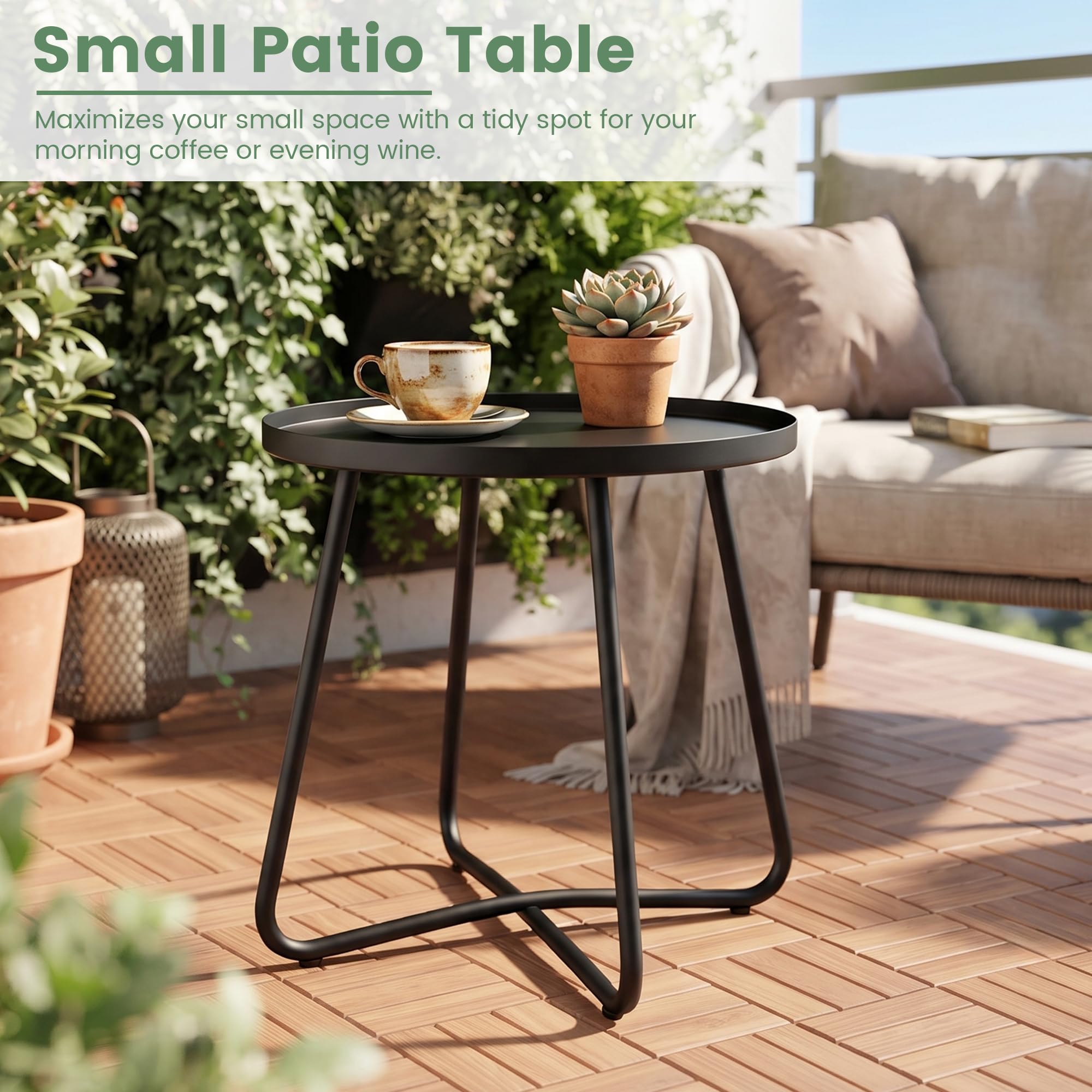 danpinera Outdoor Side Table black with drinks