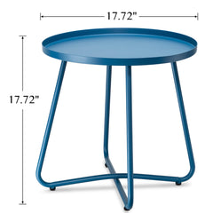 danpinera outdoor side table blue with decorative items