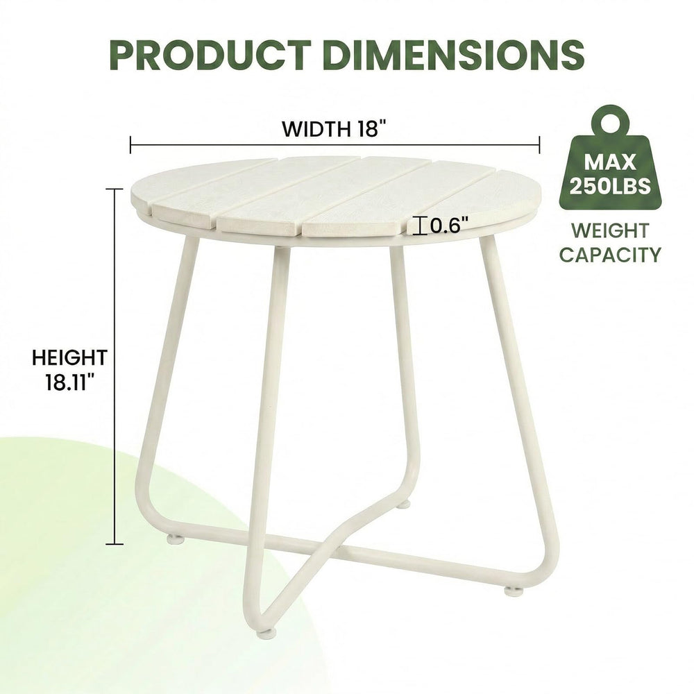 danpinera Outdoor Side Table with HDPS tabletop and iron legs