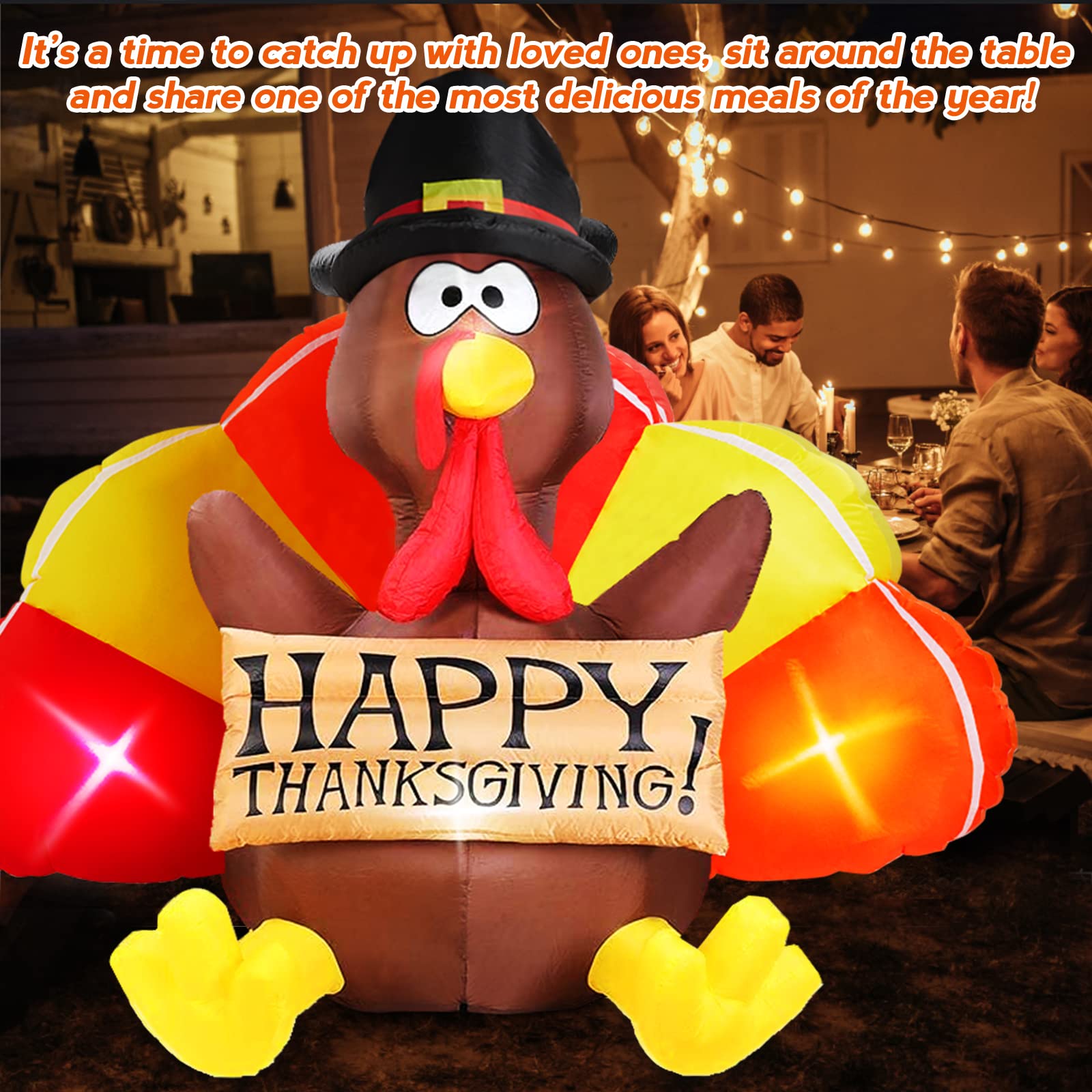 Danxilu inflatable turkey being inflated with built-in blower