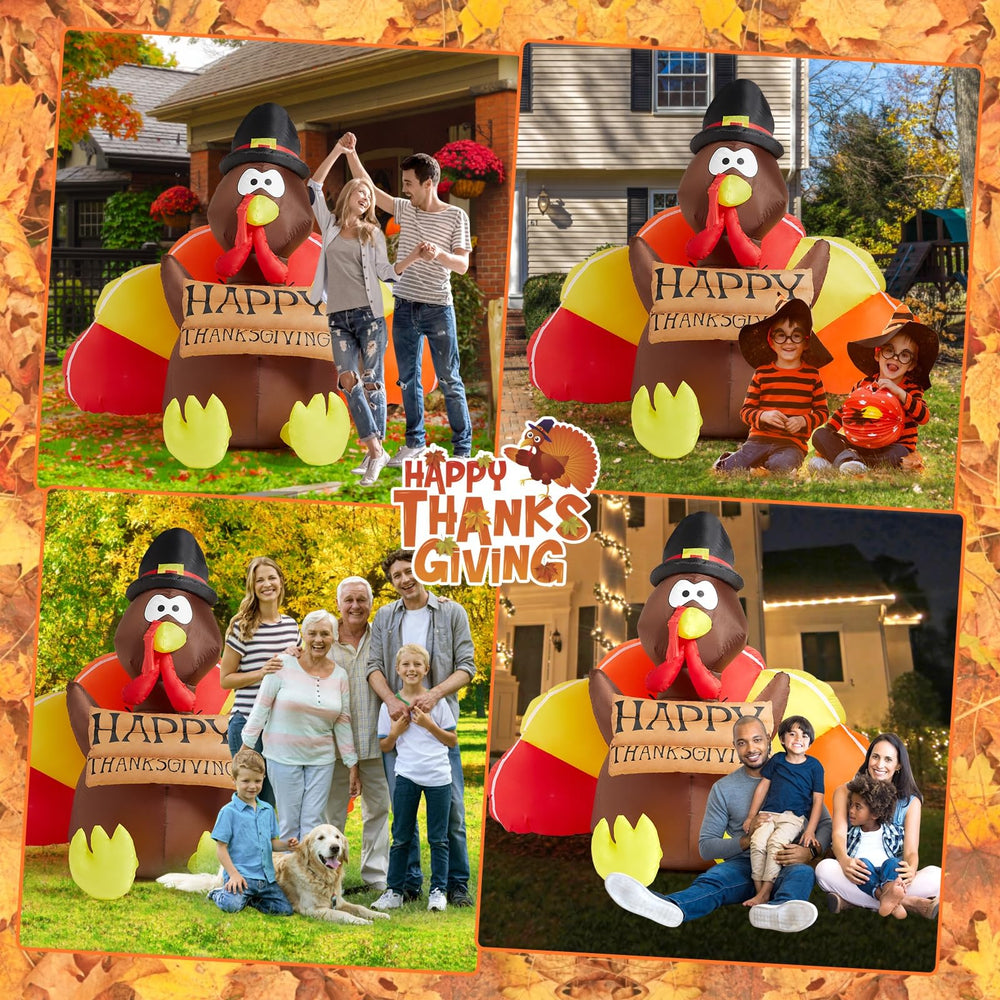 Danxilu inflatable turkey with Pilgrim hat and Happy Thanksgiving sign