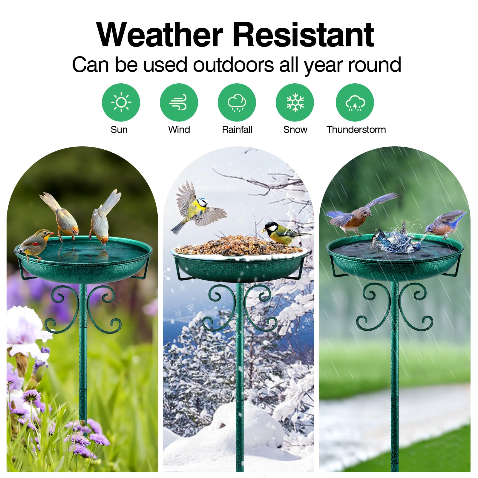 Daoeny 35In Metal Bird Bath detaching bowl for cleaning