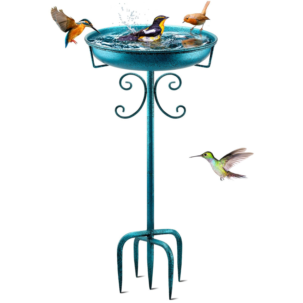 Daoeny 35In Metal Bird Bath front view in blue