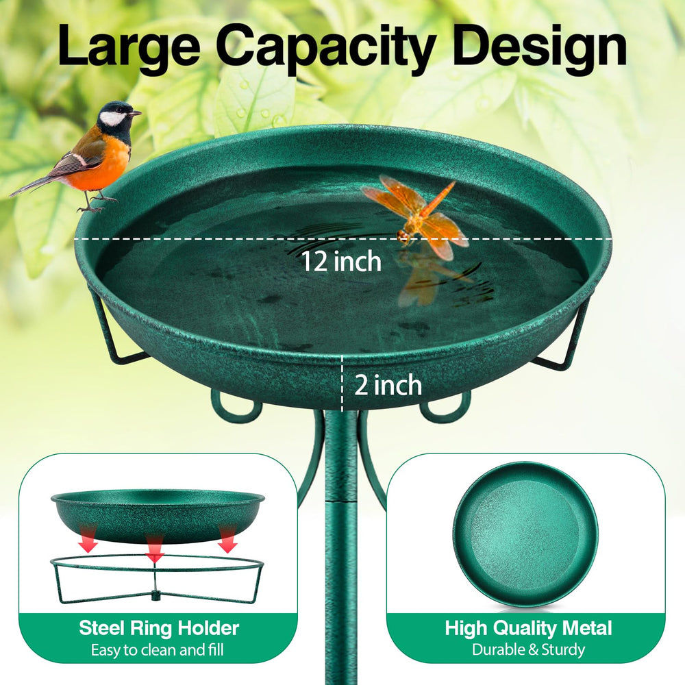 Daoeny 35In Metal Bird Bath showing the large bowl