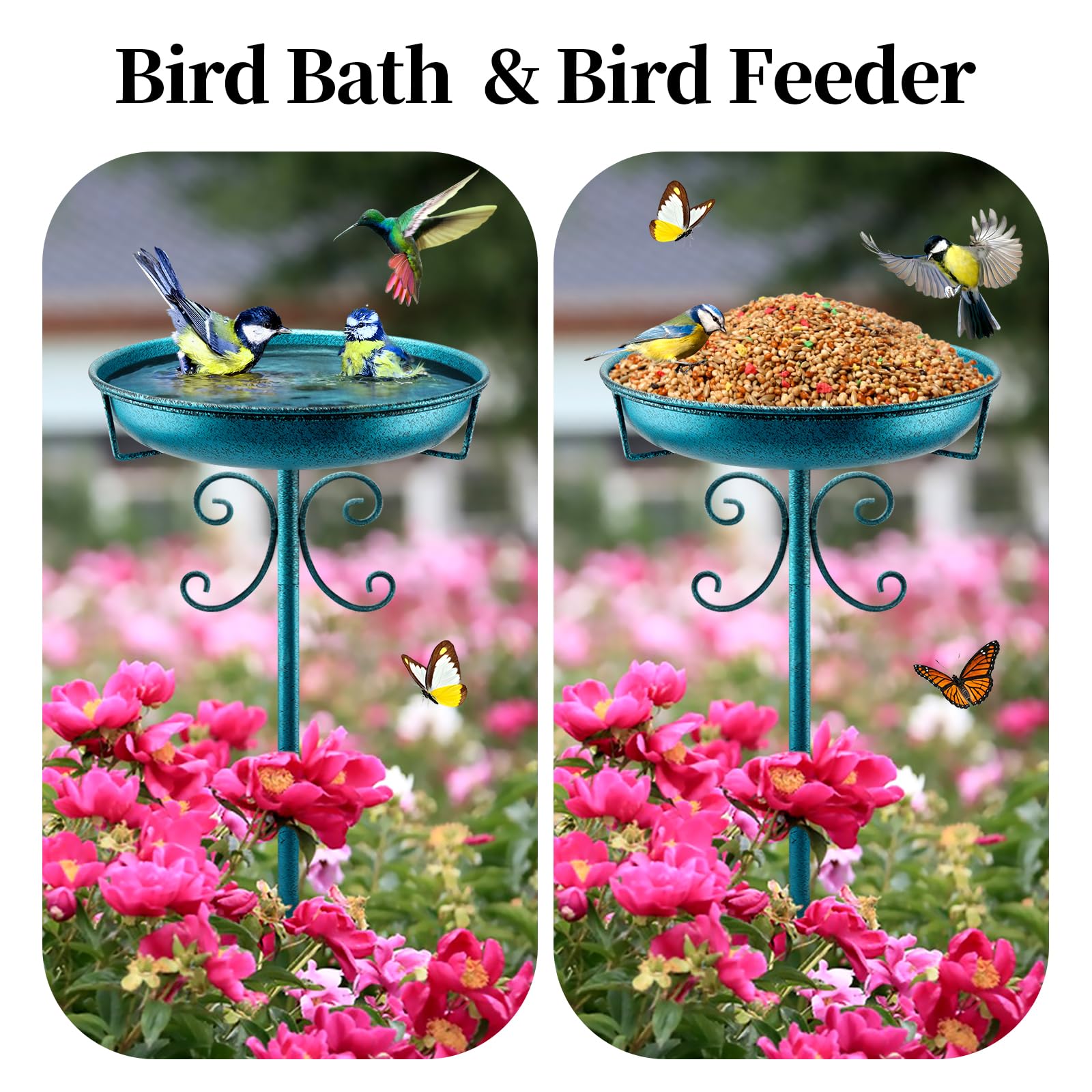 Daoeny Bird Bath installed in a garden setting