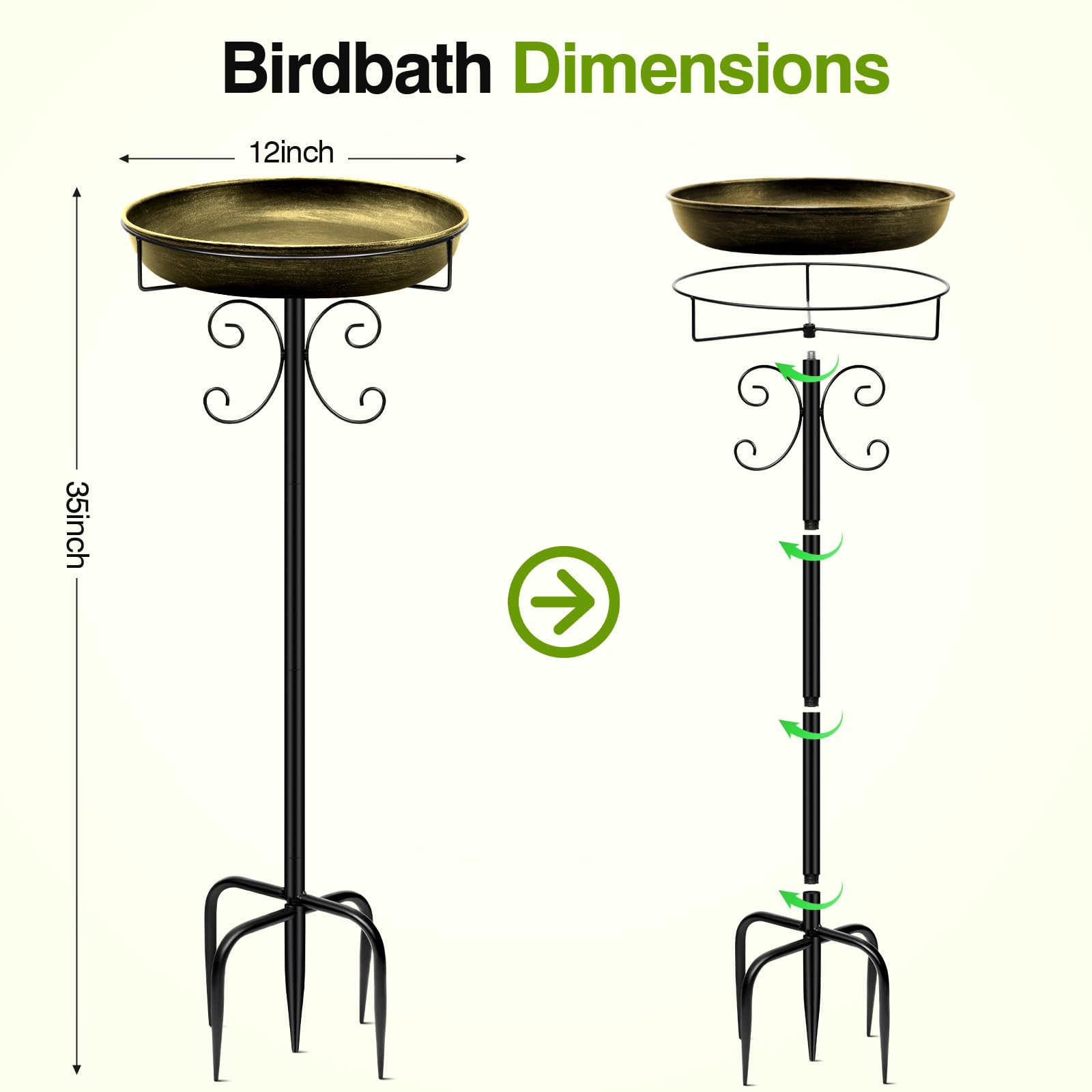 Daoeny Bird Bath packaging and included parts