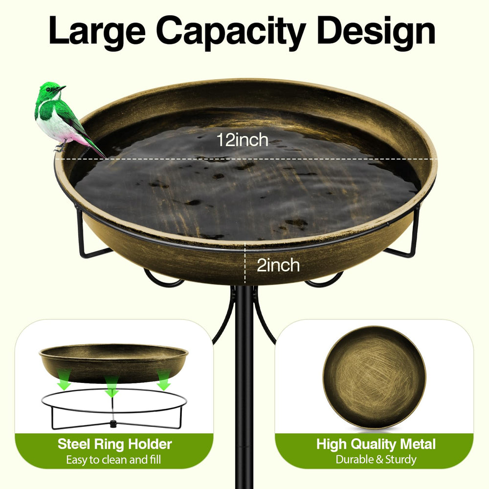 Daoeny Bird Bath with 5-Pronged Base side view