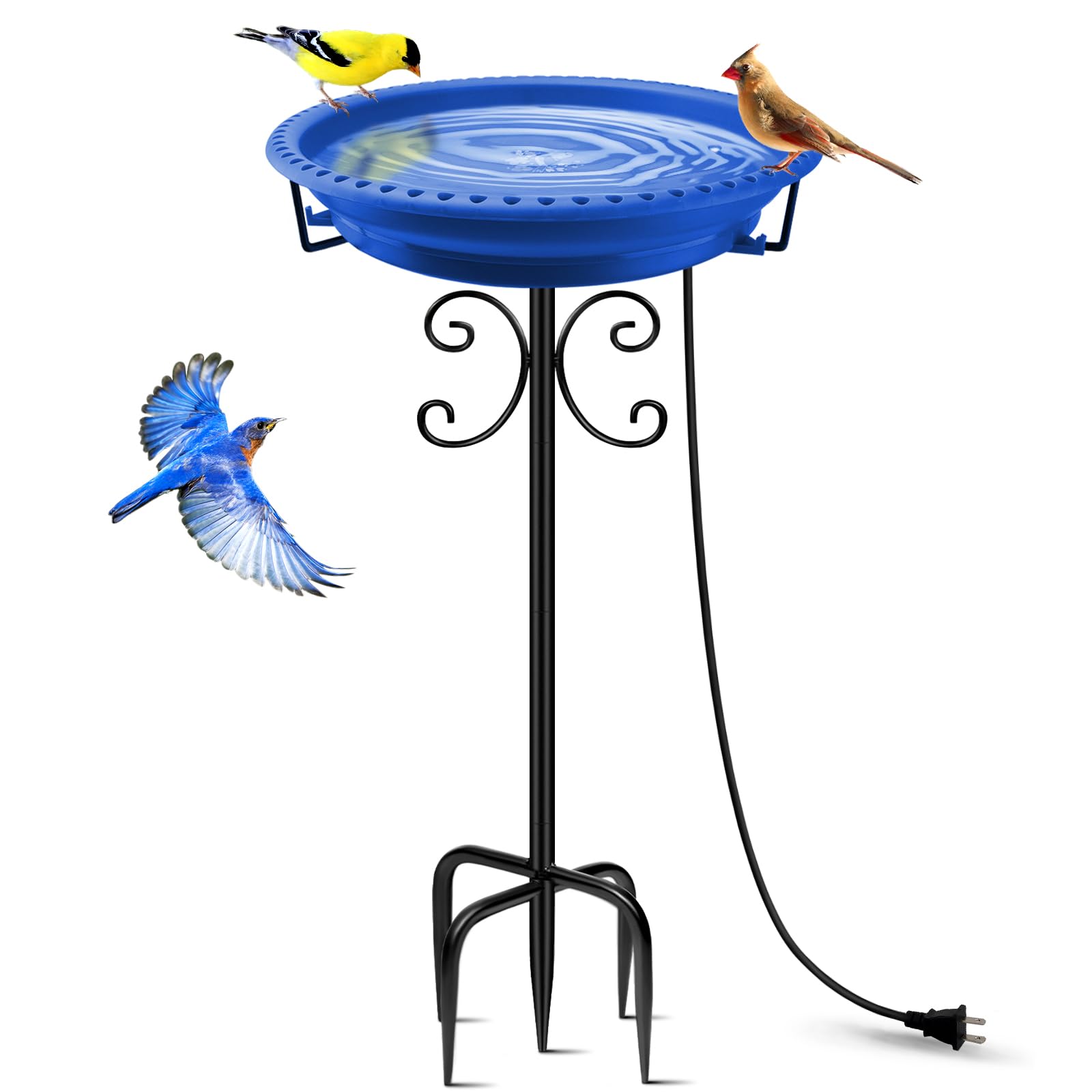 Daoeny Heated Bird Bath blue model front view