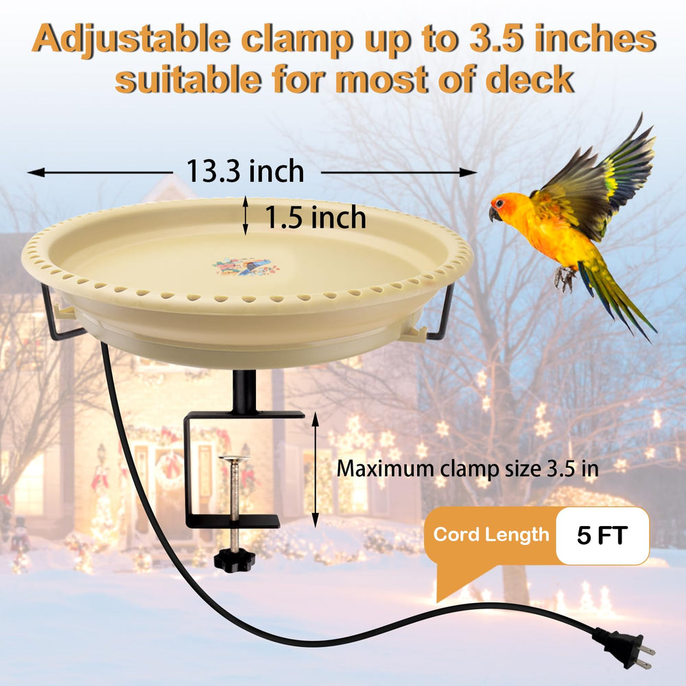Daoeny Heated Bird Bath Khaki close-up of bowl