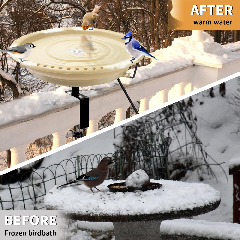 Daoeny Heated Bird Bath Khaki showing heating element