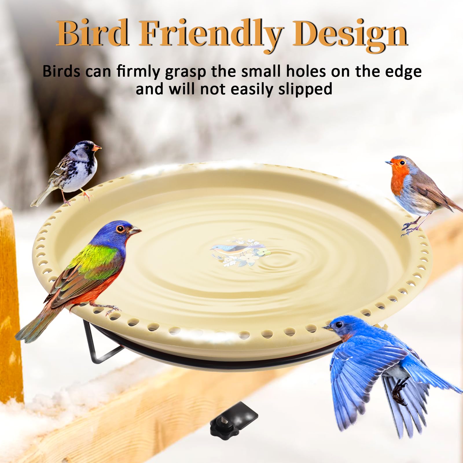 Daoeny Heated Bird Bath Khaki side view