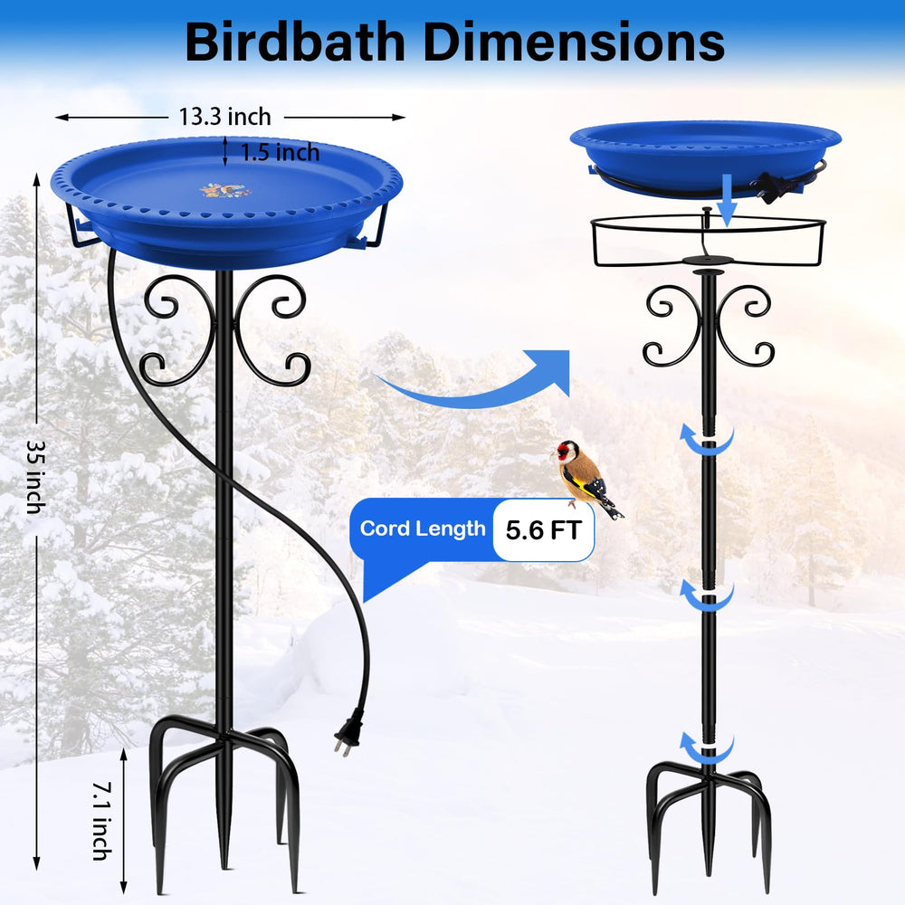 Daoeny Heated Bird Bath side view showing heating element