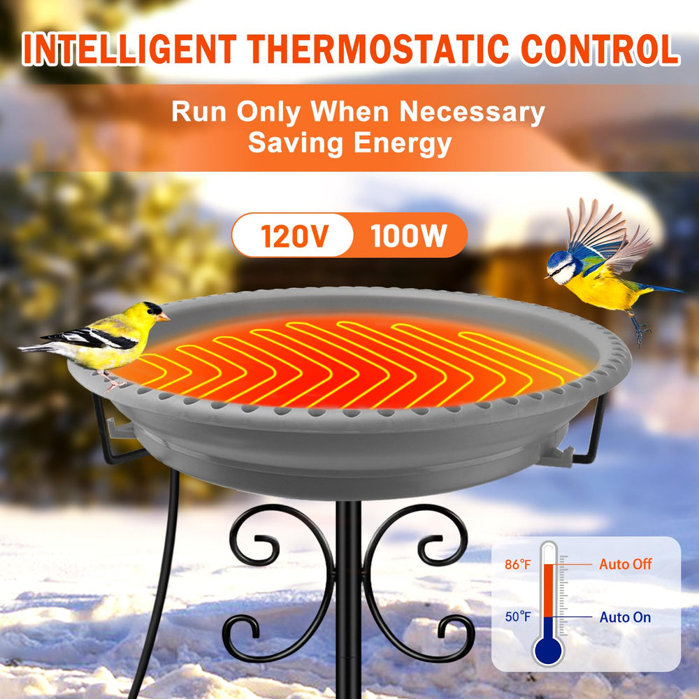 Daoeny Heated Bird Bath side view with water