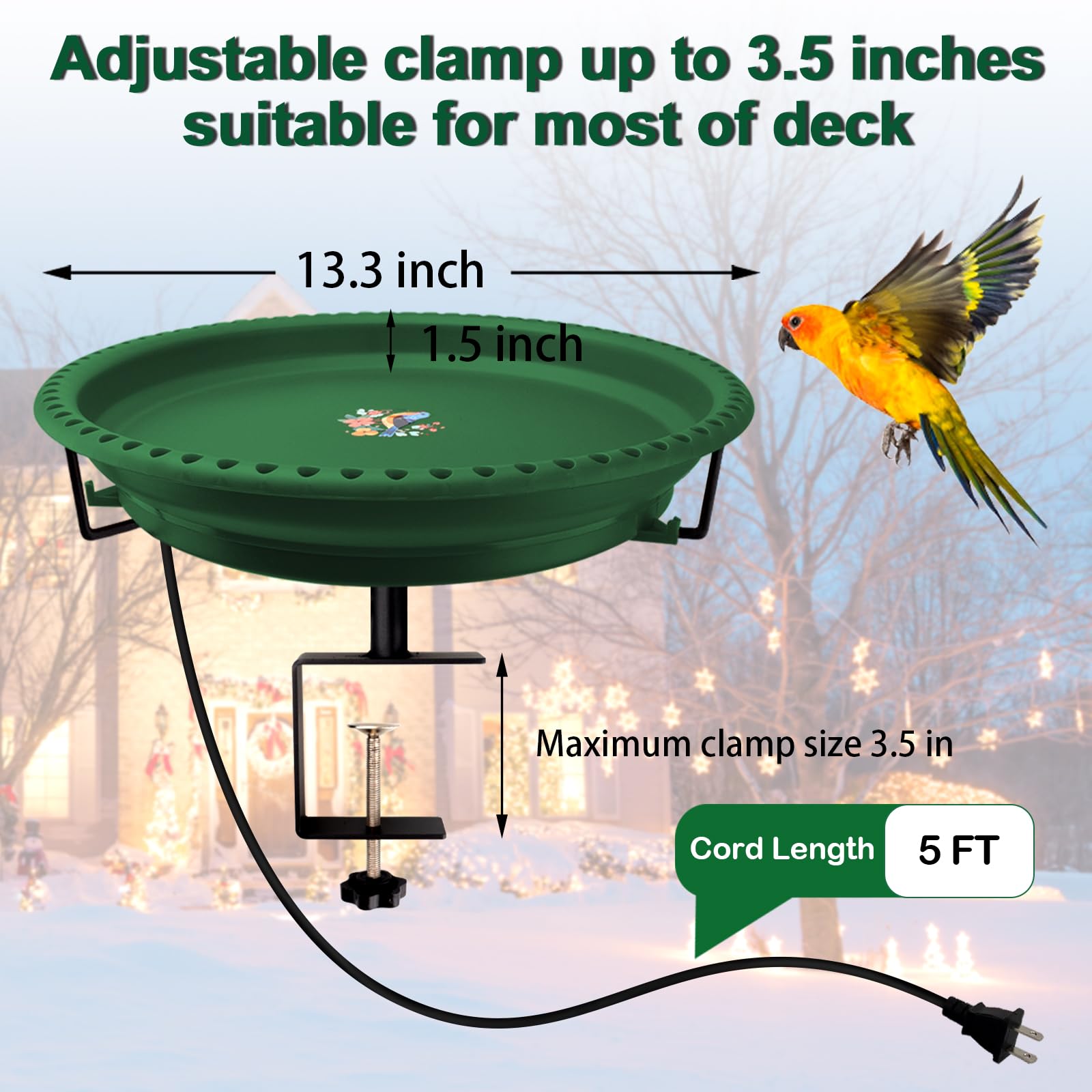 Daoeny Heated Bird Bath with birds drinking water