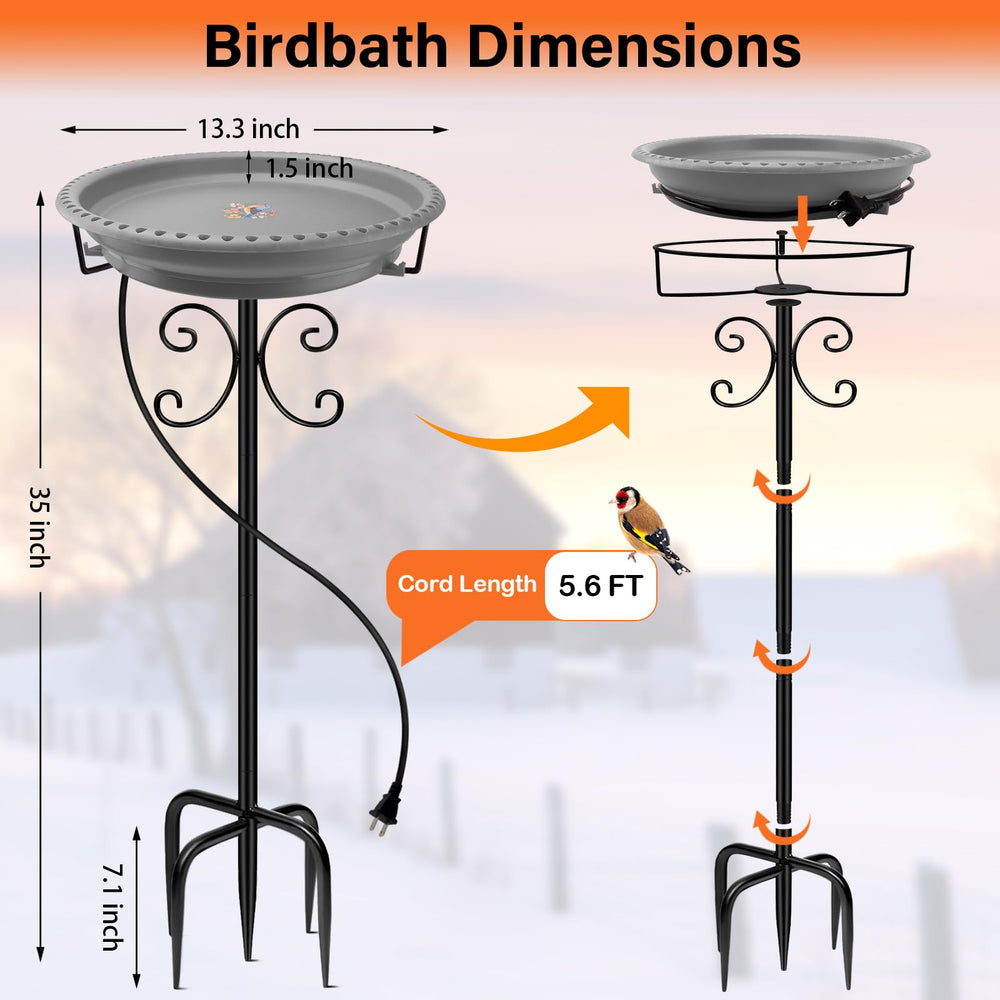 Daoeny Heated Bird Bath with birds enjoying water