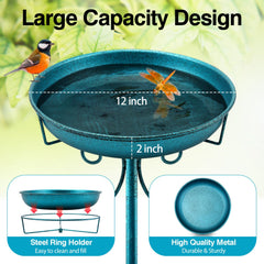 Daoeny Metal Bird Bath side view showing 5-pronged base