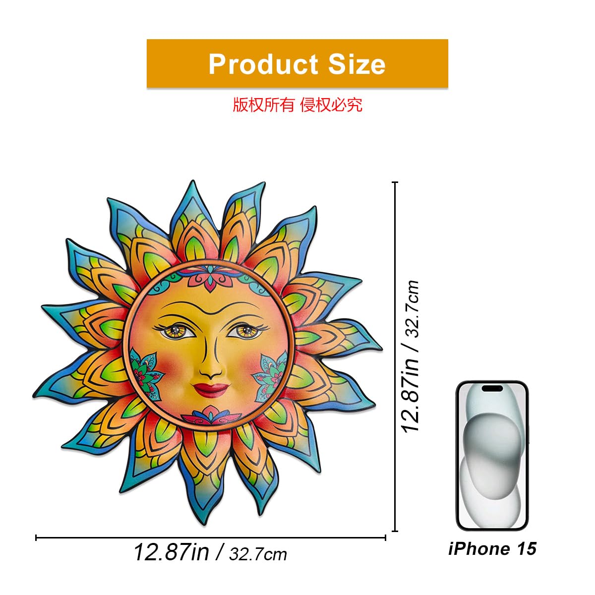 Daogtc Metal Sun Flower Wall Decor displayed in a garden setting