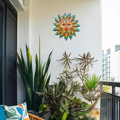 Daogtc Metal Sun Wall Decor displayed in a living room setting