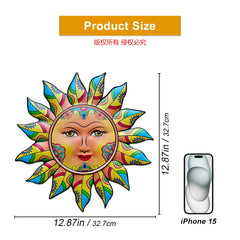 Daogtc Metal Sun Wall Decor hanging on a garden fence
