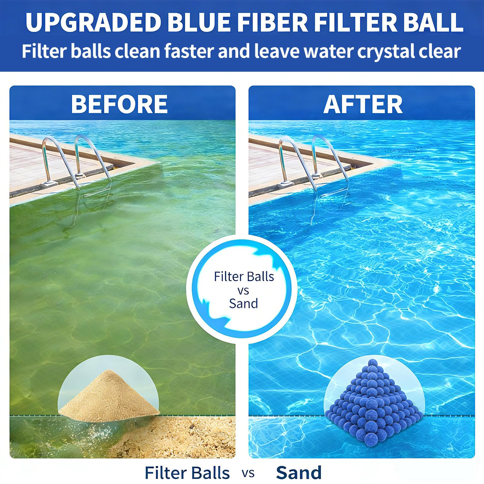 Dapclca Pool Filter Balls displayed on a patio