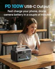 DaranEner Portable Power Station 600W back view with LED light