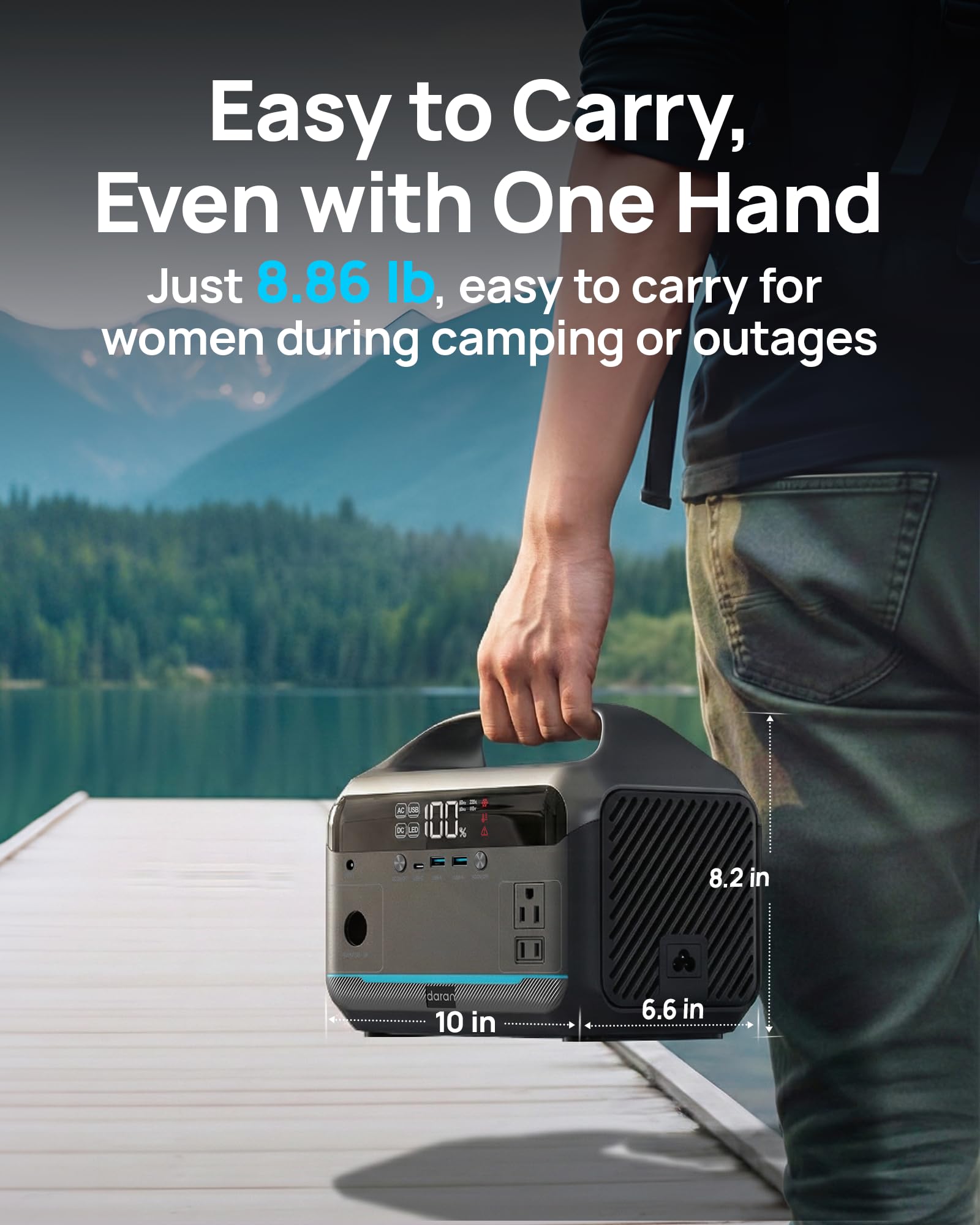 DaranEner Portable Power Station 600W in a camping setting