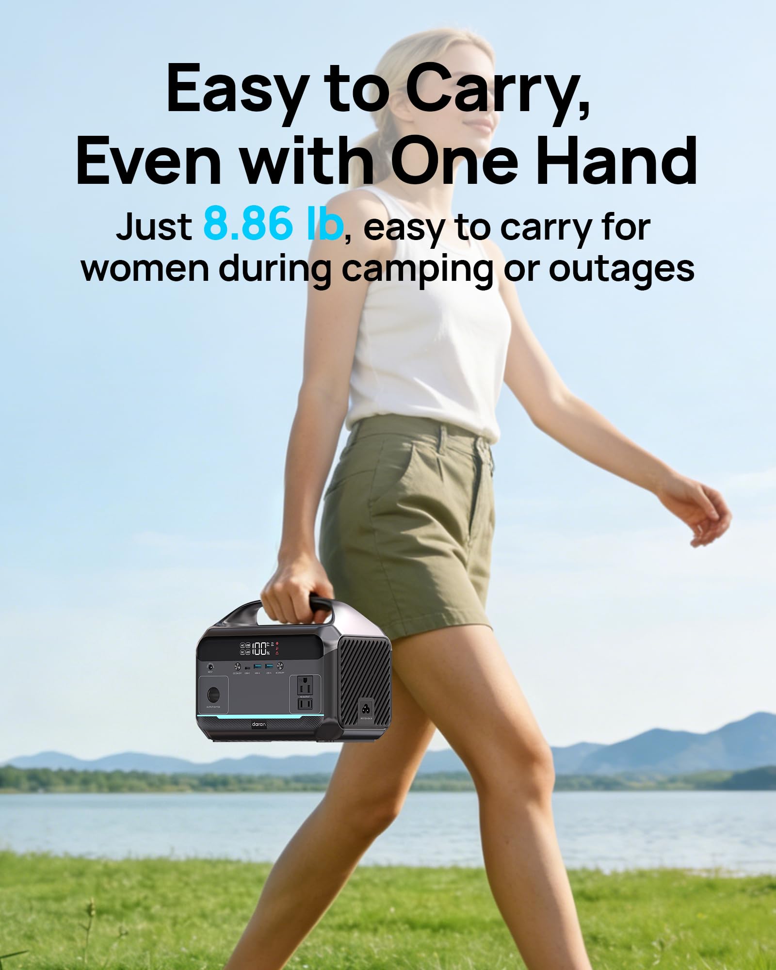 DaranEner Portable Power Station charging with AC cable