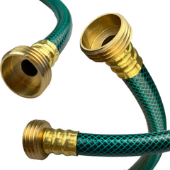 Darnassus garden hose coiled with solid brass fittings