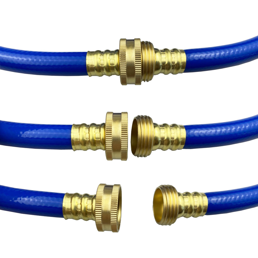 Darnassus PVC garden hose laid flat on a patio