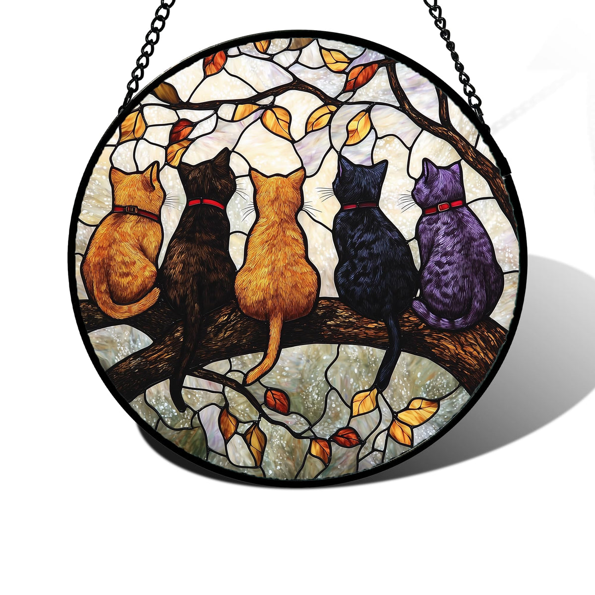 DASTOLL 6.3-inch stained glass window hanging suncatcher front view