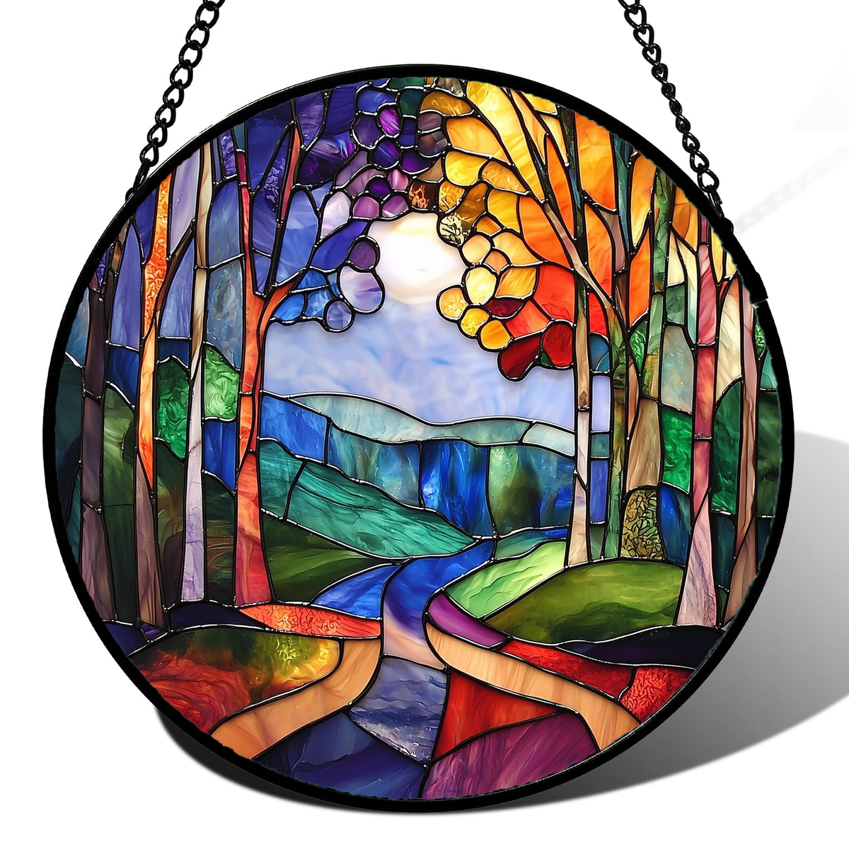 DASTOLL 9.8-inch stained glass suncatcher in purple and orange
