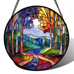 DASTOLL 9.8-inch stained glass suncatcher in purple and orange